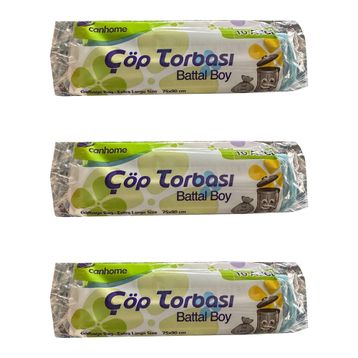 Canhome 10 Adetlik 3 Rulo Mavi Büyük Boy Battal 75x90 cm 30 lt Cop Poşeti