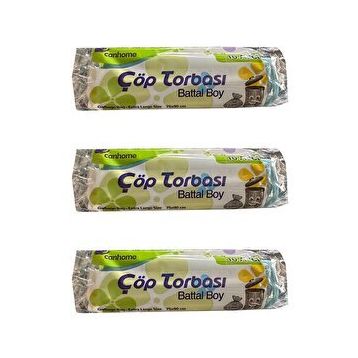 Canhome 10 Adetlik 3 Rulo Mavi Büyük Boy Battal 75x90 cm 30 lt Cop Poşeti