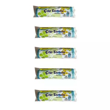 Canhome 10 Adetlik 5 Rulo Jumbo Boy Mavi 80x110 cm 80 lt Çöp Poşeti