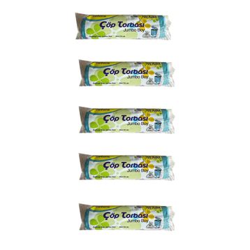 Canhome 10 Adetlik 5 Rulo Jumbo Boy Mavi 80x110 cm 80 lt Çöp Poşeti
