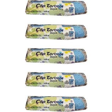 Canhome 10 Adetlik 5 Rulo Mavi Büyük Boy Battal 65x80 cm 30 lt Cop Poşeti