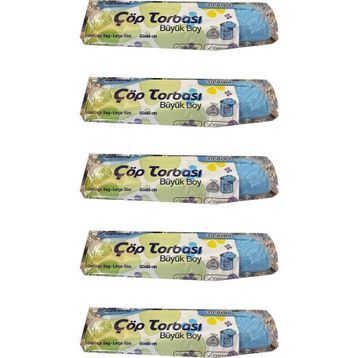 Canhome 10 Adetlik 5 Rulo Mavi Büyük Boy Battal 65x80 cm 30 lt Cop Poşeti