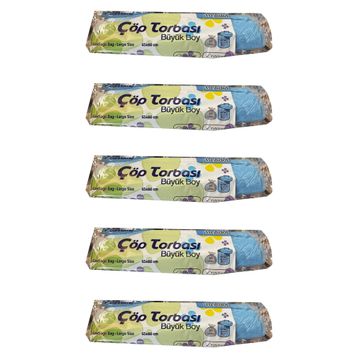 Canhome 10 Adetlik 5 Rulo Mavi Büyük Boy Battal 65x80 cm 30 lt Cop Poşeti