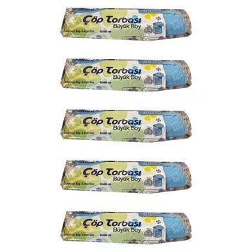 Canhome 10 Adetlik 5 Rulo Mavi Büyük Boy Battal 65x80 cm 30 lt Cop Poşeti