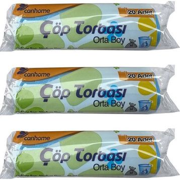Canhome Mavi 20 Adetlik 3 Rulo Orta Boy 55x60 cm 30 lt Çöp Poşeti