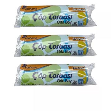 Canhome Mavi 20 Adetlik 3 Rulo Orta Boy 55x60 cm 30 lt Çöp Poşeti