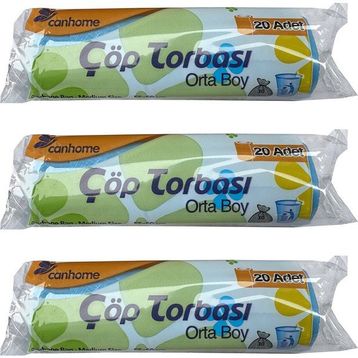 Canhome Mavi 20 Adetlik 3 Rulo Orta Boy 55x60 cm 30 lt Çöp Poşeti