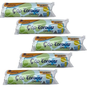 Canhome Mavi 20 Adetlik 5 Rulo Orta Boy 55x60 cm 30 lt Çöp Poşeti