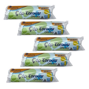 Canhome Mavi 20 Adetlik 5 Rulo Orta Boy 55x60 cm 30 lt Çöp Poşeti