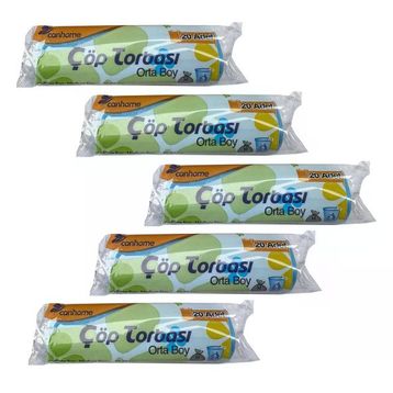 Canhome Mavi 20 Adetlik 5 Rulo Orta Boy 55x60 cm 30 lt Çöp Poşeti