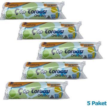 Canhome Mavi 20 Adetlik 5 Rulo Orta Boy 55x60 cm 30 lt Çöp Poşeti