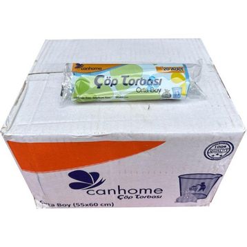 Canhome Mavi 20 Adetlik 50 Rulo Orta Boy 55x60 cm 30 lt Çöp Poşeti