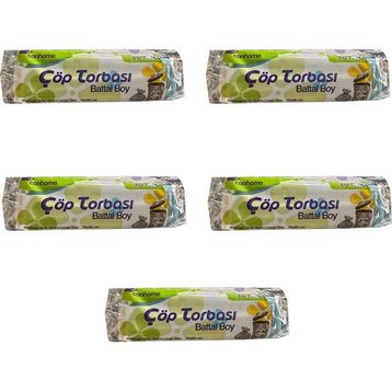 Canhome Mavi Büyük Boy Battal 75x90 cm 10 Adetlik 5 Rulo 30 lt Çöp Poşeti