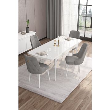 Canisa Concept Are Serisi 80x132 cm Açılabilir Beyaz Mdf Mutfak Masası