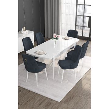 Canisa Concept Noa Serisi 80x132 cm Açılabilir Mdf Beyaz Mutfak Masası
