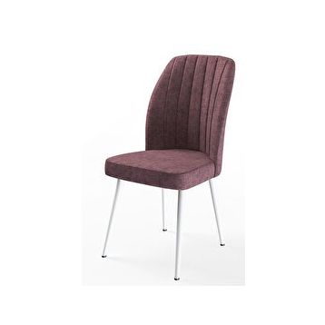 Canisa Concept Platinum Serisi Üst Kalite Metal Beyaz İskeletli 4 Adet Gül Kurusu Mutfak Sandalyesi