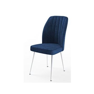 Canisa Concept Platinum Serisi Üst Kalite Metal Beyaz İskeletli 4 Adet Lacivert Mutfak Sandalyesi