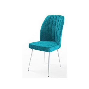 Canisa Concept Platinum Serisi Üst Kalite Metal Beyaz İskeletli 4 Adet Turkuaz Mutfak Sandalyesi