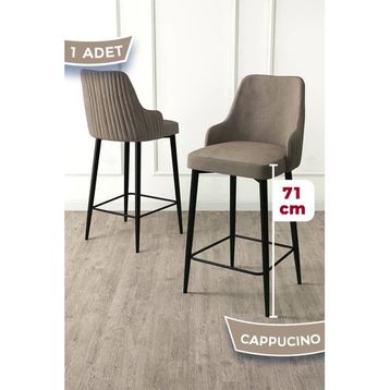 Canisa Enox Serisi Cappucino 1. Sınıf Babyface Kumaş Siyah Metal Ayaklı Bar Sandalyesi