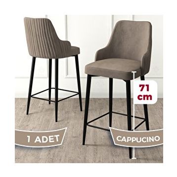 Canisa Enox Serisi Cappucino 1. Sınıf Babyface Kumaş Siyah Metal Ayaklı Bar Sandalyesi