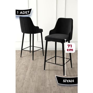 Canisa Enox Serisi Siyah 1. Sınıf Babyface Kumaş Siyah Metal Ayaklı Bar Sandalyesi
