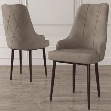 Canisa Eta Serisi 80x132 Açılabilir Mdf Barok Ahşap Desen Masa Takımı ve 6 Adet Cappucino Sandalye
