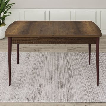 Canisa Eta Serisi 80x132 Açılabilir Mdf Barok Ahşap Desen Masa Takımı ve 6 Adet Krem Sandalye