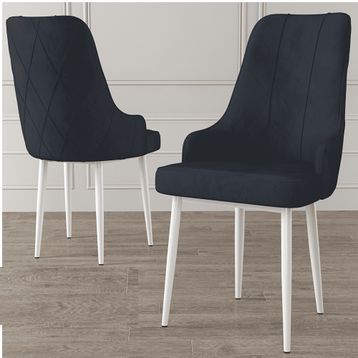 Canisa Eta Serisi 80x132 Açılabilir Mdf Beyaz Masa Takımı ve 6 Adet Antrasit Sandalye