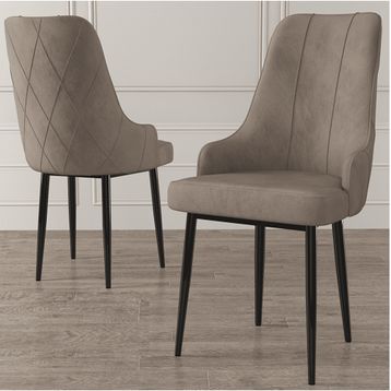 Canisa Eta Serisi 80x132 Açılabilir Mdf Siyah Mermer Desen Masa Takımı ve 6 Adet Cappucino Sandalye