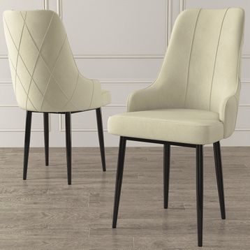Canisa Eta Serisi 80x132 Açılabilir Mdf Siyah Mermer Desen Masa Takımı ve 6 Adet Krem Sandalye