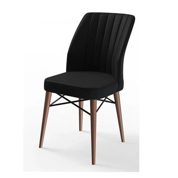 Canisa Eva Serisi, 80x132 Açılabilir MDF Barok Ahşap Desen Mutfak Masası ve 2 Siyah 2 Zebra Sandalye