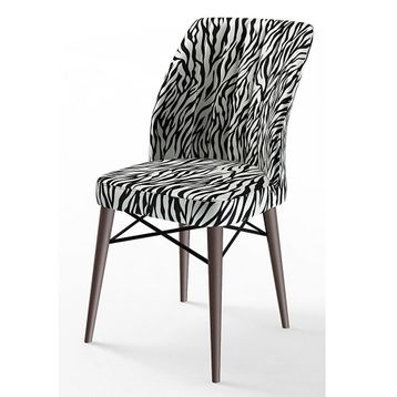 Canisa Eva Serisi, 80x132 Açılabilir MDF Barok Ahşap Desen Mutfak Masası ve 2 Siyah 2 Zebra Sandalye