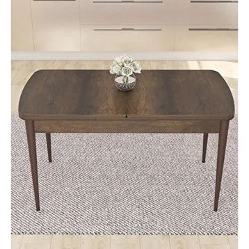Canisa Eva Serisi 80x132 Açılabilir MDF Barok Ahşap Desen Mutfak Masası ve Bordo 6 Sandalye