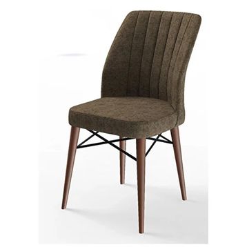 Canisa Eva Serisi 80x132 Açılabilir MDF Barok Ahşap Desen Mutfak Masası ve Kahverengi 4 Sandalye 1 Bench