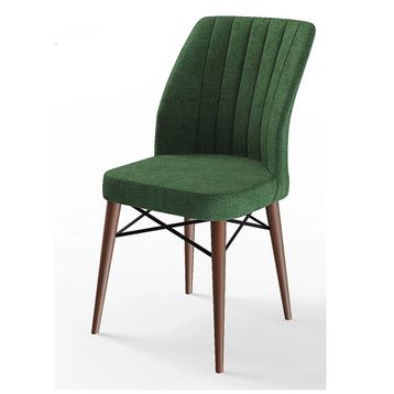 Canisa Eva Serisi 80x132 Açılabilir MDF Barok Ahşap Desen Mutfak Masası ve Su Yeşili 4 Sandalye 1 Bench