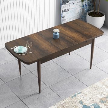 Canisa Han Serisi 70x114 Açılabilir Mdf Barok Ahşap Desen Masa Takımı ve 6 Adet Krem Sandalye