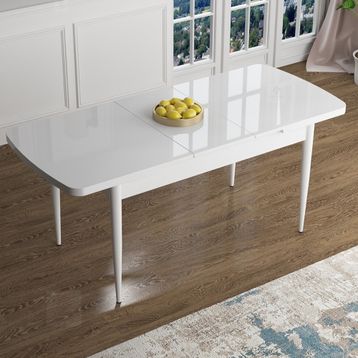 Canisa Han Serisi 70x114 Açılabilir Mdf Beyaz Masa Takımı ve 6 Adet Cappucino Sandalye