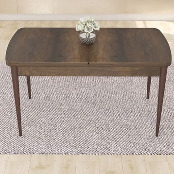 Canisa Kar Serisi 80x132 Açılabilir Mdf Barok Ahşap Desen Masa Takımı ve 4 Adet Krem Sandalye