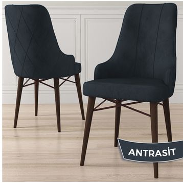 Canisa Kar Serisi 80x132 Açılabilir Mdf Beyaz Ceviz Ayak Masa Takımı ve 4 Adet Antrasit Sandalye