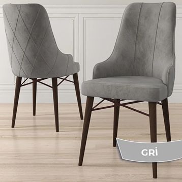 Canisa Kar Serisi 80x132 Açılabilir Mdf Beyaz Ceviz Ayak Masa Takımı ve 4 Adet Gri Sandalye