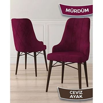 Canisa Lia Serisi 4 Sandalye Mürdüm 80x132 Açılabilir Barok Ahşap Desen Mutfak Masa Takımı