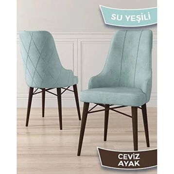 Canisa Lia Serisi 4 Sandalye Su Yeşili 80x132 Açılabilir Barok Ahşap Desen Mutfak Masa Takımı
