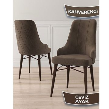Canisa Lia Serisi 6 Sandalye Kahverengi 80x132 Açılabilir Barok Ahşap Desen Mutfak Masa Takımı