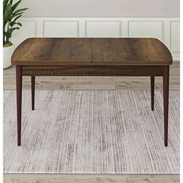 Canisa Lia Serisi 6 Sandalye Kahverengi 80x132 Açılabilir Barok Ahşap Desen Mutfak Masa Takımı