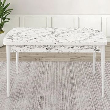 Canisa Mun Serisi 80x132 Açılabilir Mdf Beyaz Mermer Desen Masa Takımı ve Adet 6 Cappucino Sandalye