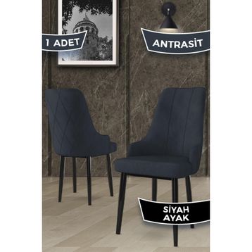Canisa Trex Serisi 1. Sınıf Babyface Kumaş Siyah Metal Ayak 1 Adet Antrasit Sandalye
