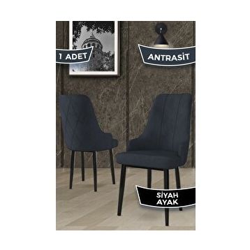 Canisa Trex Serisi 1. Sınıf Babyface Kumaş Siyah Metal Ayak 1 Adet Antrasit Sandalye