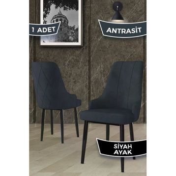 Canisa Trex Serisi 1. Sınıf Babyface Kumaş Siyah Metal Ayak 1 Adet Antrasit Sandalye