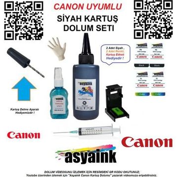 Canon Asyaink E474 Yazıcı Pg46 Siyah Dolum Seti Kurtuş