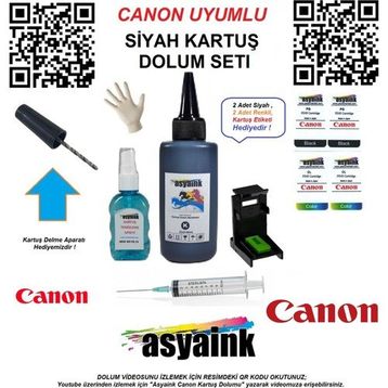 Canon Asyaink E474 Yazıcı Pg46 Siyah Dolum Seti Kurtuş